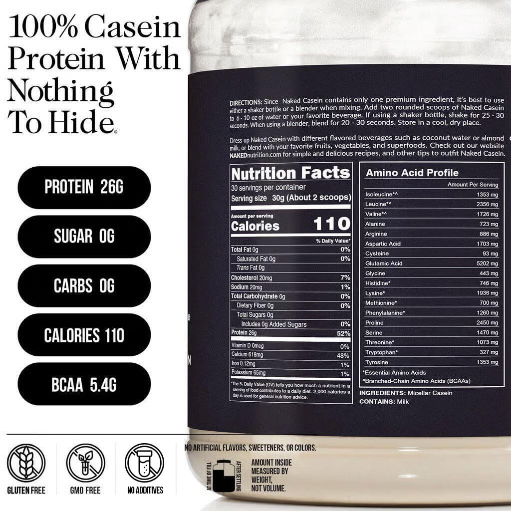 Micellar Casein Protein Powder - Unflavored | Clean Protein For Evening Use