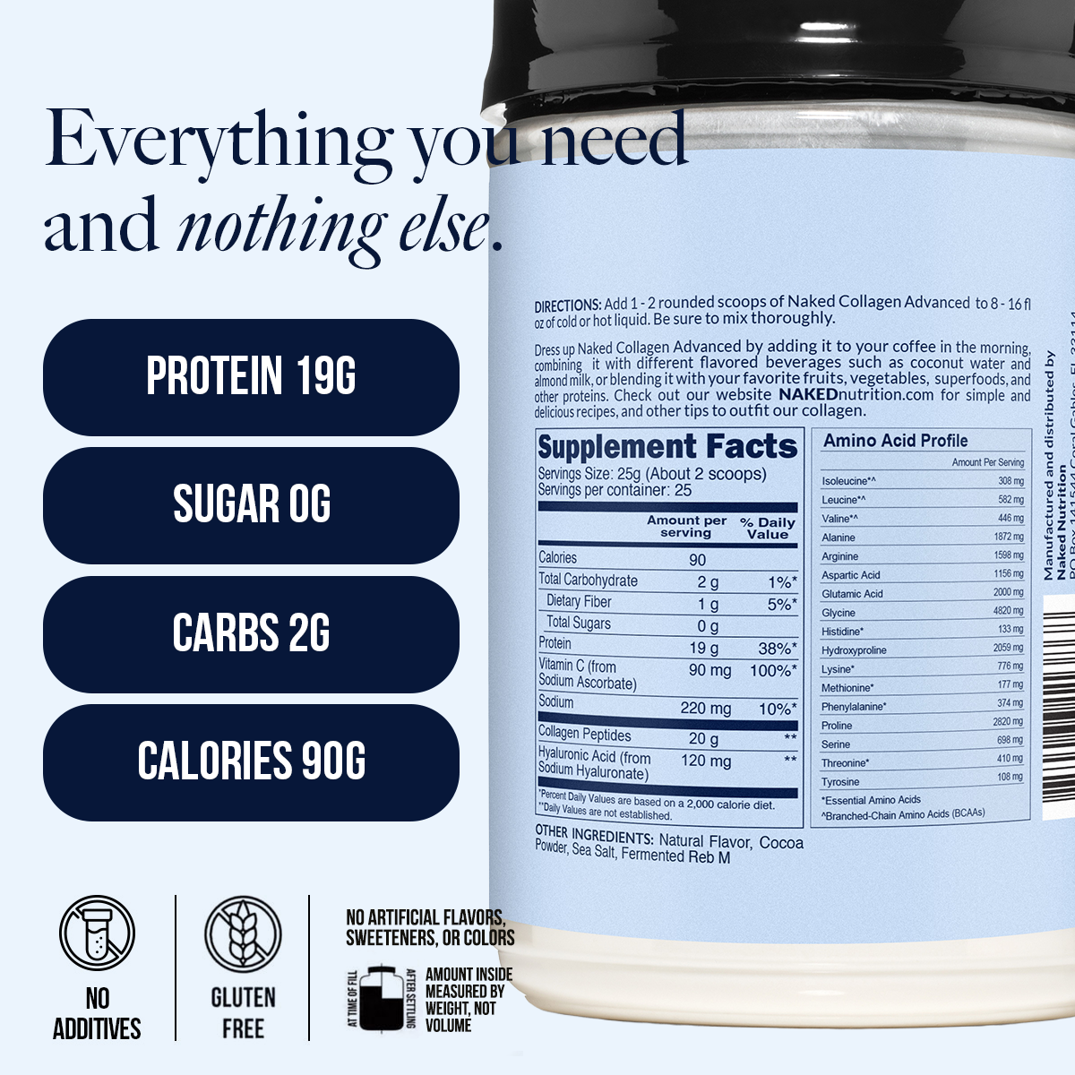 Chocolate Collagen Peptides with Hyaluronic Acid - Chocolate Advanced Collagen Peptides | Everyday Wellness Protein Boost