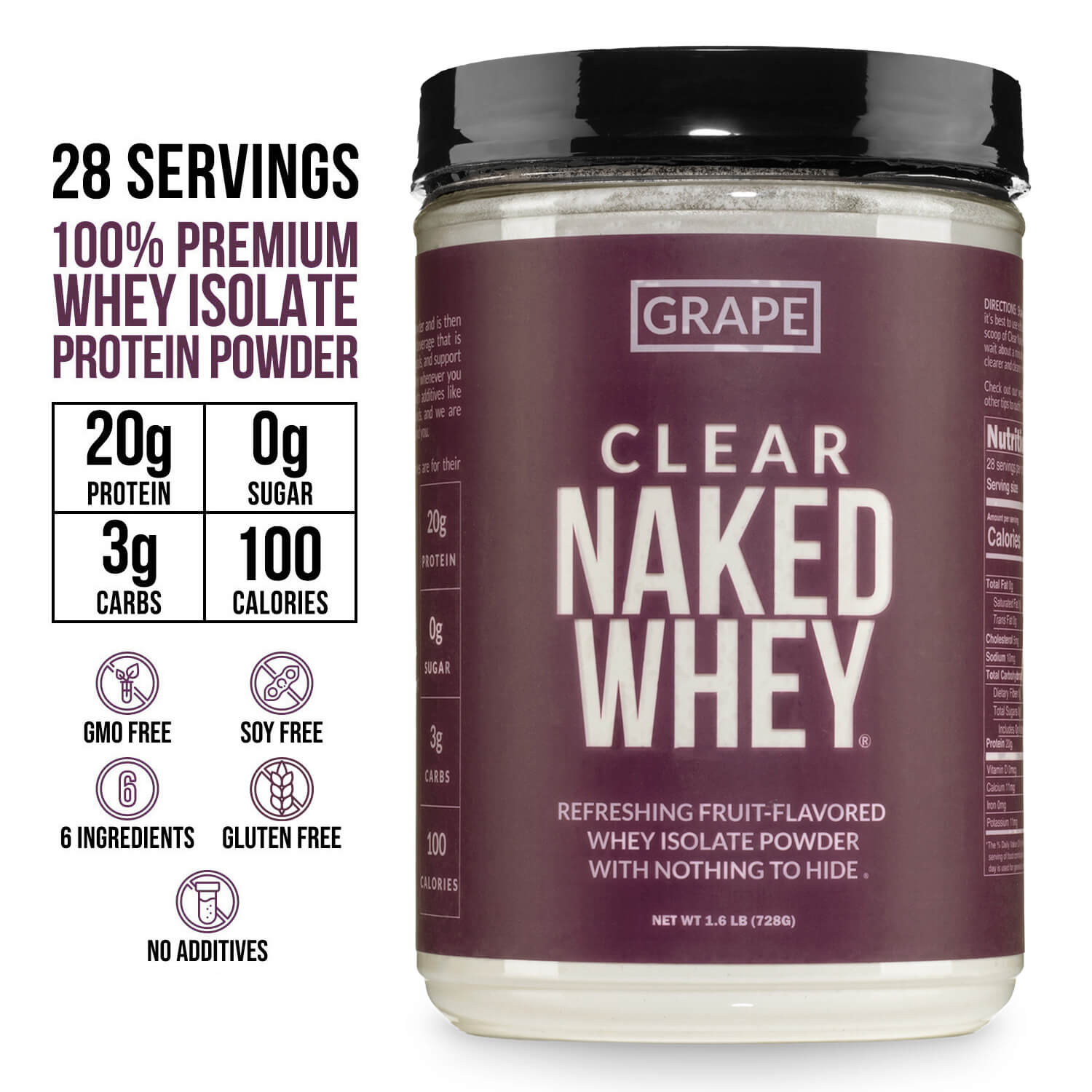 Grape Whey Protein Isolate - Grape | Minimal Ingredient Fitness Fuel