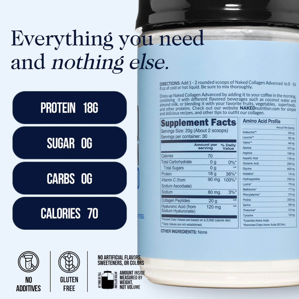 Collagen Peptides with Hyaluronic Acid - Advanced Collagen Peptides | Everyday Wellness Protein Boost