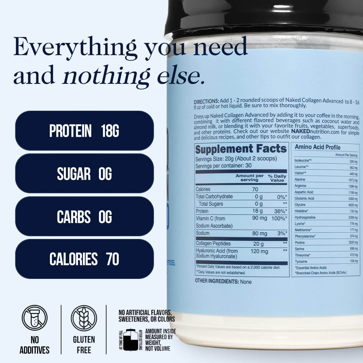 Collagen Peptides with Hyaluronic Acid - Advanced Collagen Peptides | Everyday Wellness Protein Boost