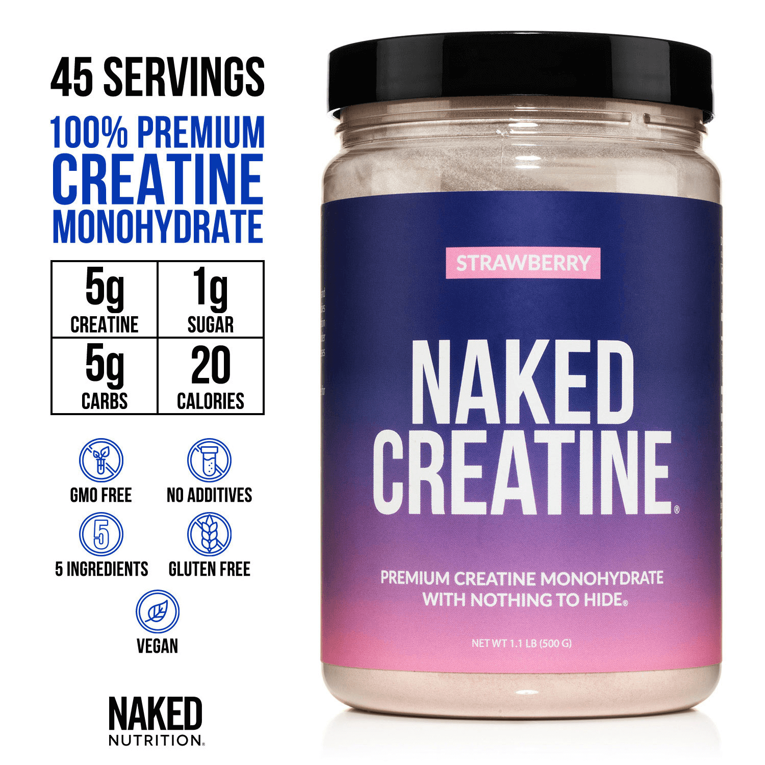 Strawberry Creatine Monohydrate Powder - Strawberry | Clean Creatine For Active Routines