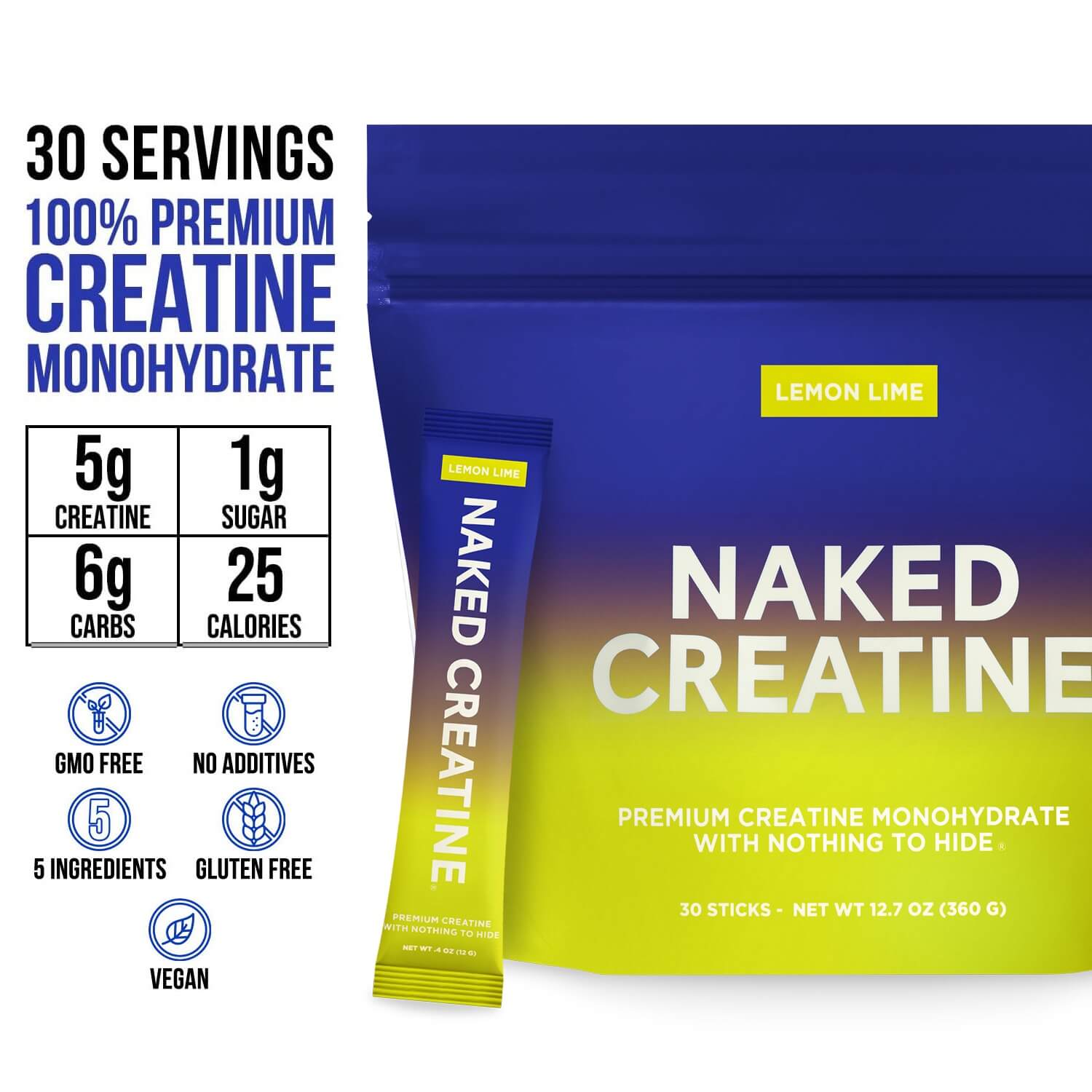 Lemon Lime Creatine Travel Packs - Lemon Lime Sticks | Clean Creatine For Active Routines