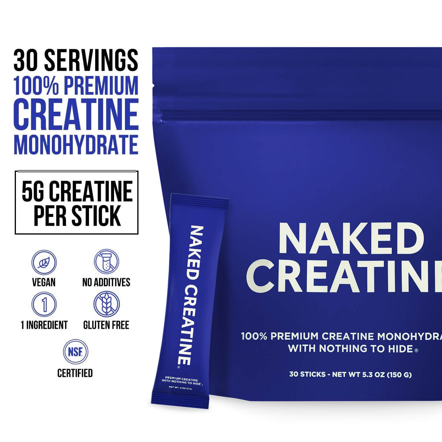 Creatine Travel Packets - Unflavored Sticks | Clean Creatine For Active Routines