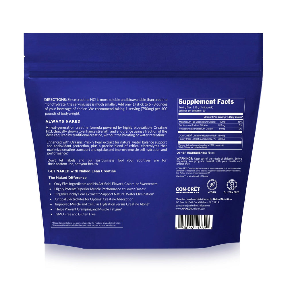 Creatine HCl Travel Packets - Stick Packs | Clean Creatine For Active Routines