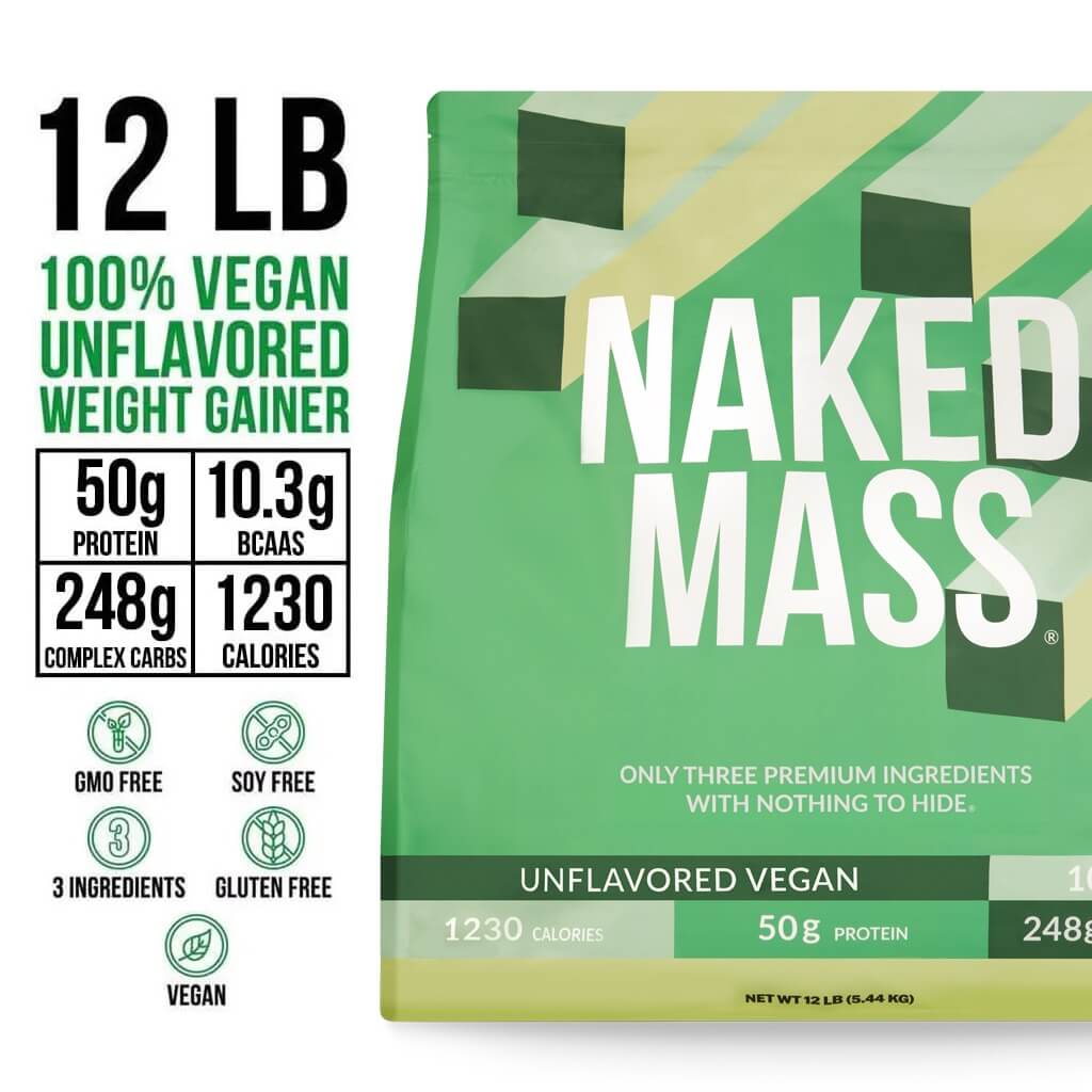 Vegan Mass Gainer Supplement - Unflavored (Vegan) 12LB | Simple Strength And Size Support