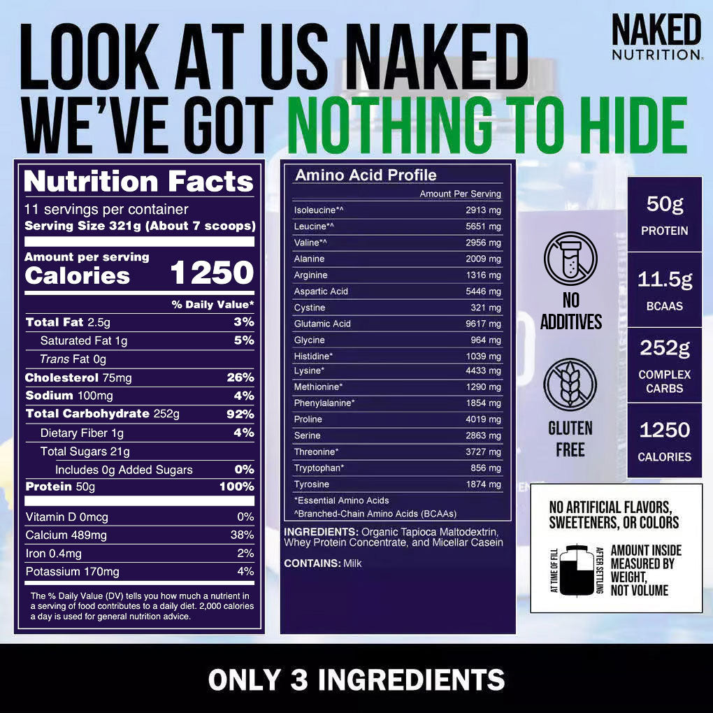 Mass Gainer Protein Supplement - Unflavored | Simple Strength And Size Support