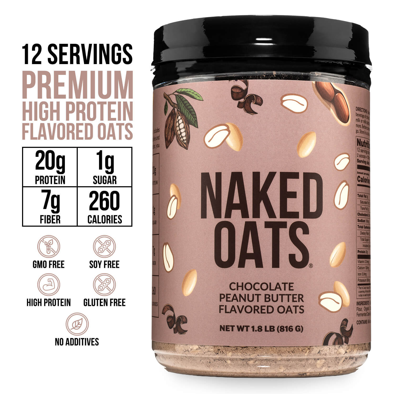 Chocolate Peanut Butter Protein Oats - Chocolate Peanut Butter | Everyday Fitness Nutrition