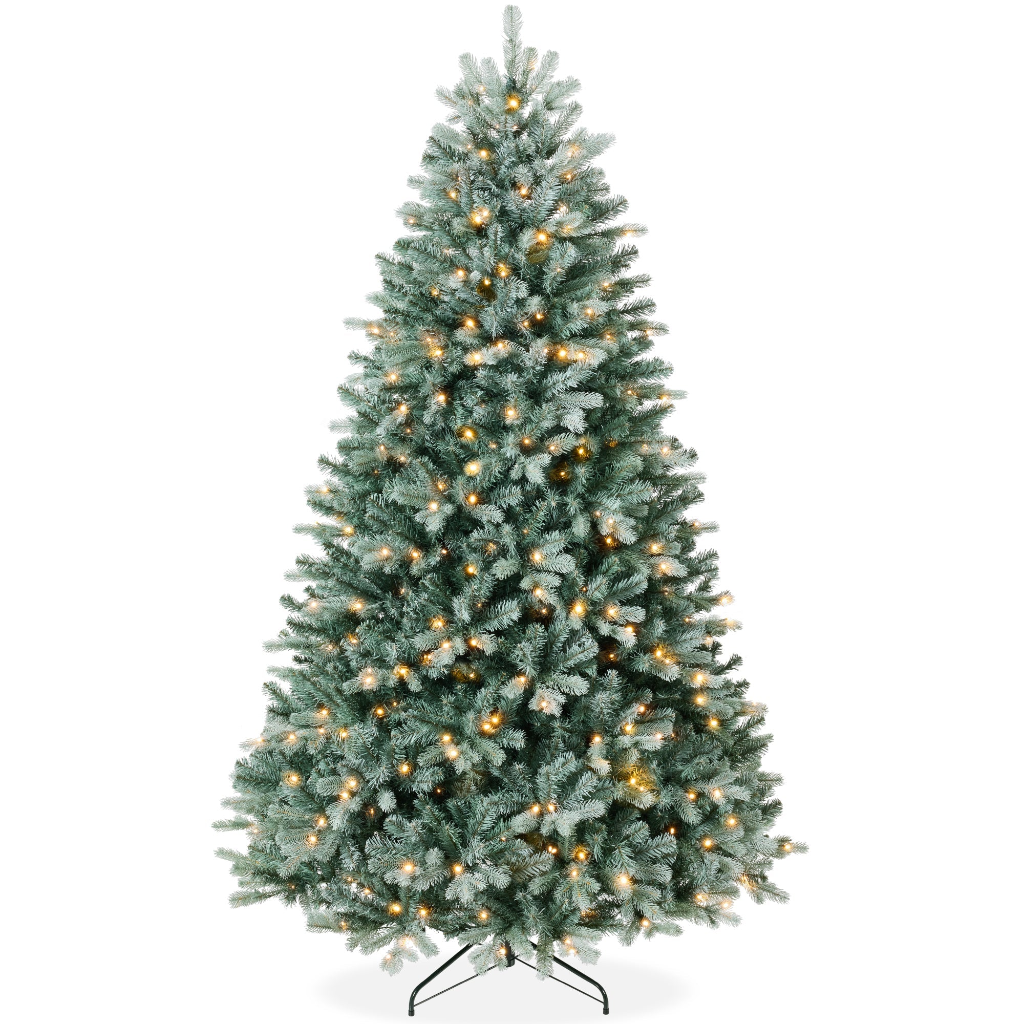 Pre-Lit Artificial Blue Spruce Christmas Tree with Twinkling 2-in-1 LEDs for indoor and outdoor holiday displays