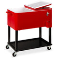 Portable Rolling Cooler Cart with Bottle Opener Catch Tray - 80qt with practical style for home spaces