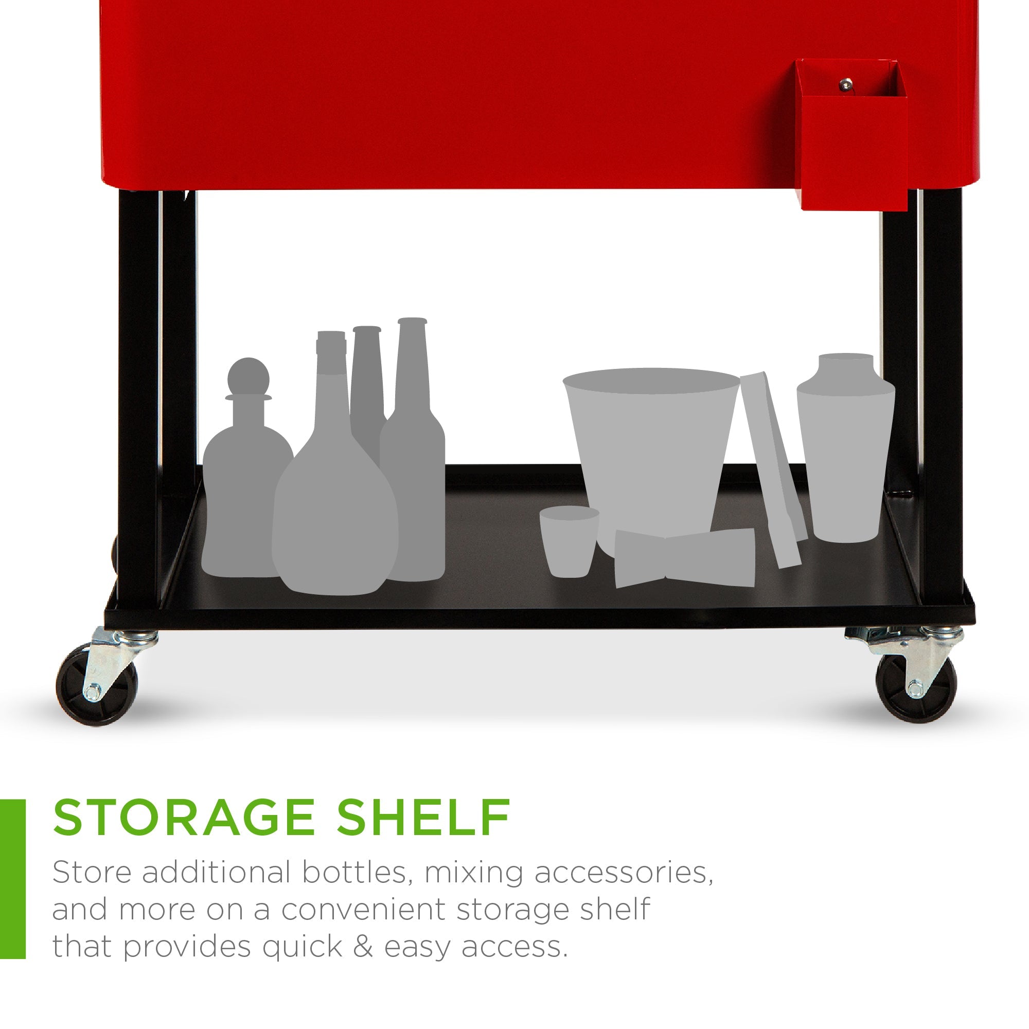Portable Rolling Cooler Cart with Bottle Opener Catch Tray - 80qt with practical style for home spaces
