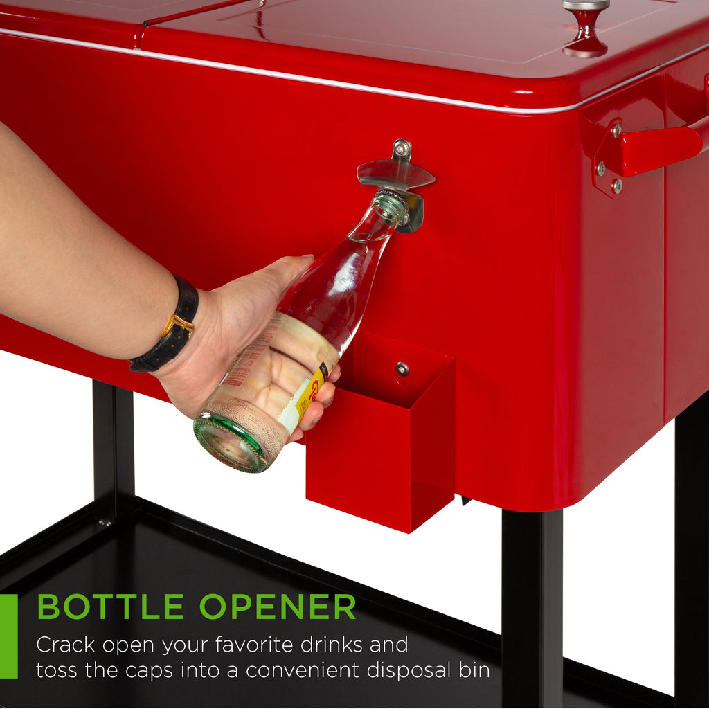 Portable Rolling Cooler Cart with Bottle Opener Catch Tray - 80qt with practical style for home spaces