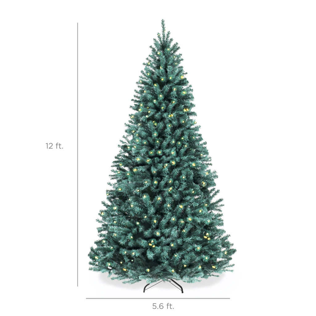 Pre-Lit Artificial Blue Spruce Christmas Tree with Easy Assembly for festive seasonal decorating