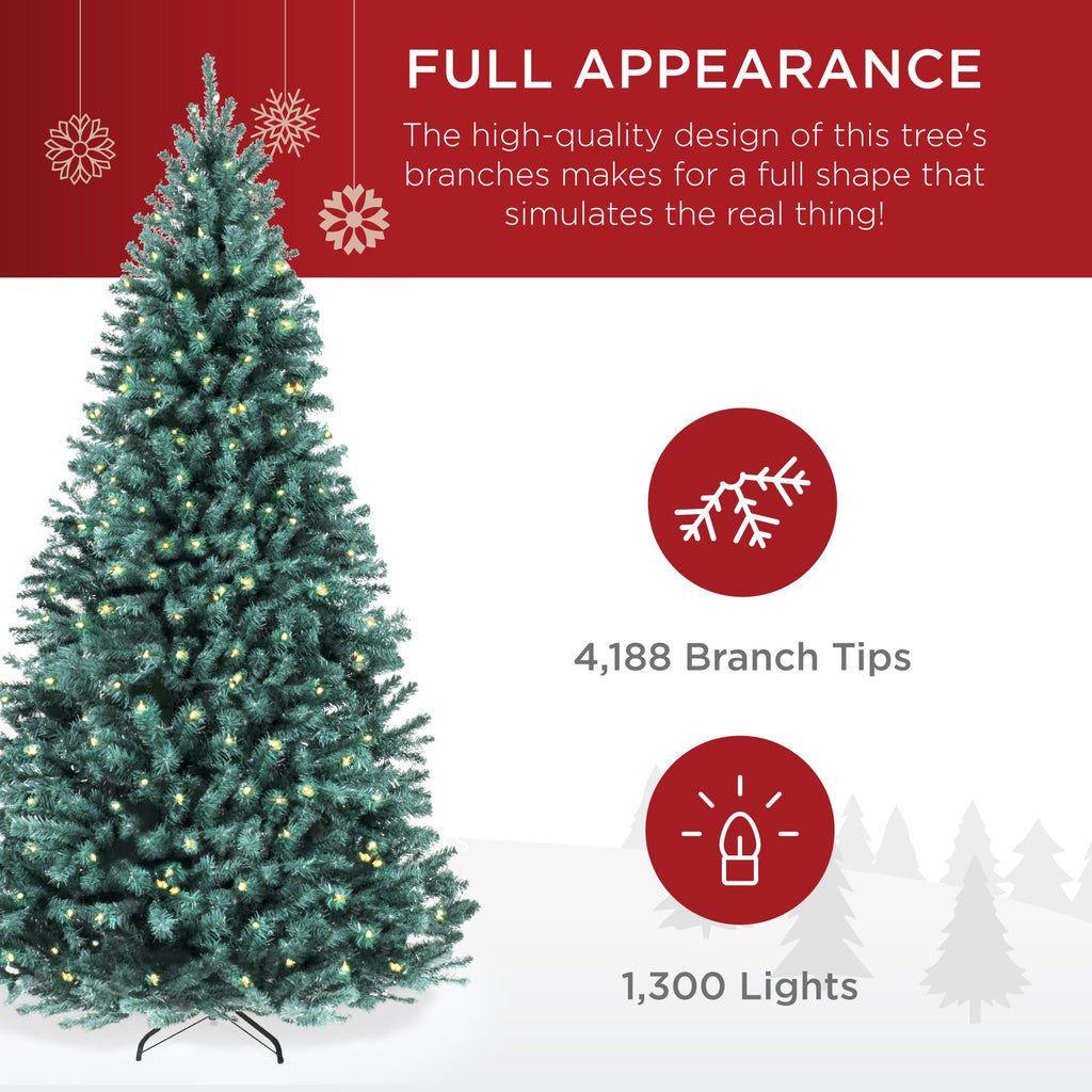 Pre-Lit Artificial Blue Spruce Christmas Tree with Easy Assembly for festive seasonal decorating