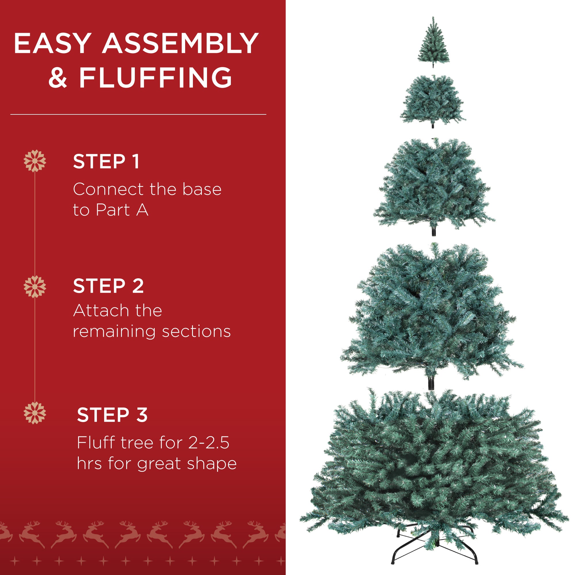 Pre-Lit Artificial Blue Spruce Christmas Tree with Easy Assembly for festive seasonal decorating