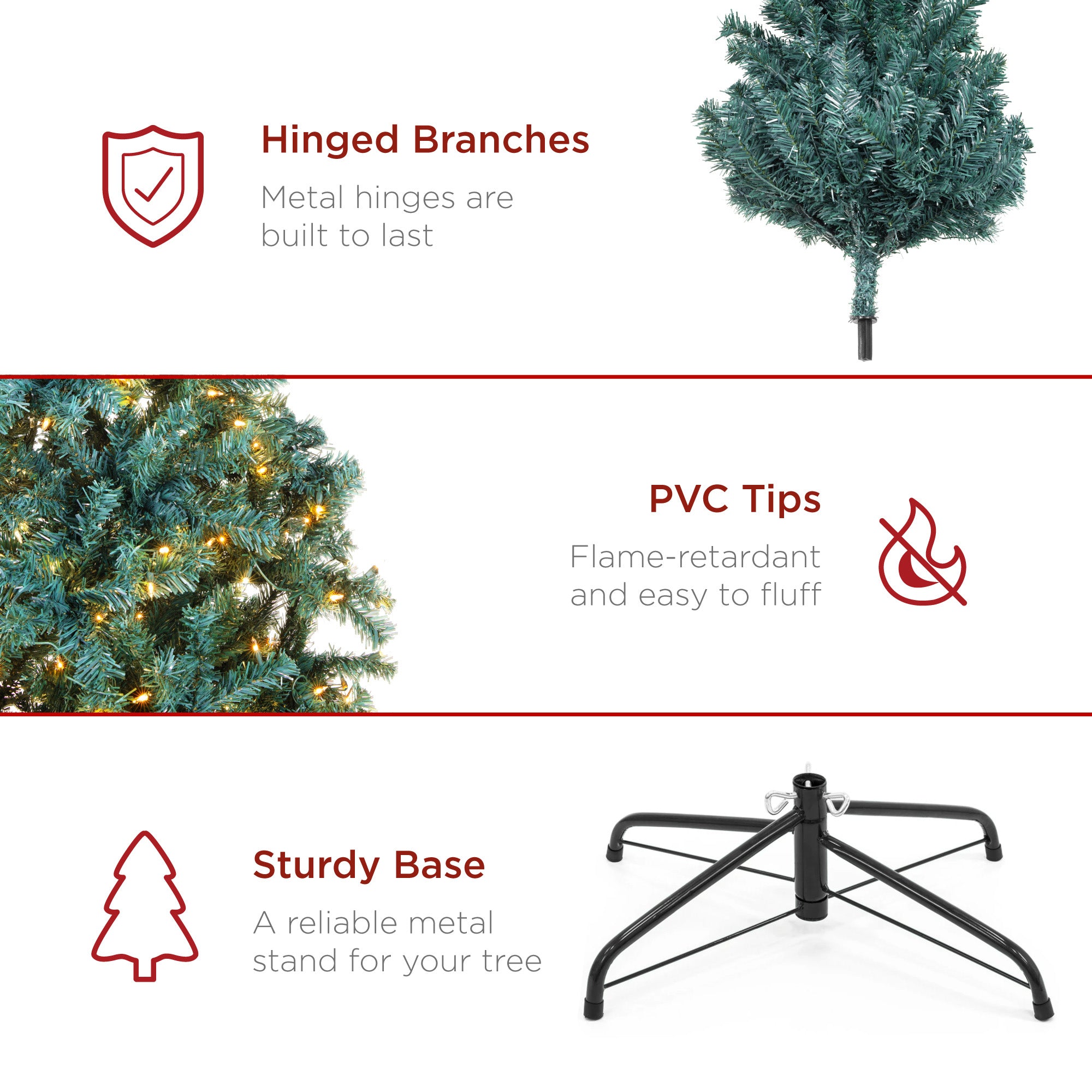 Pre-Lit Artificial Blue Spruce Christmas Tree with Easy Assembly for festive seasonal decorating