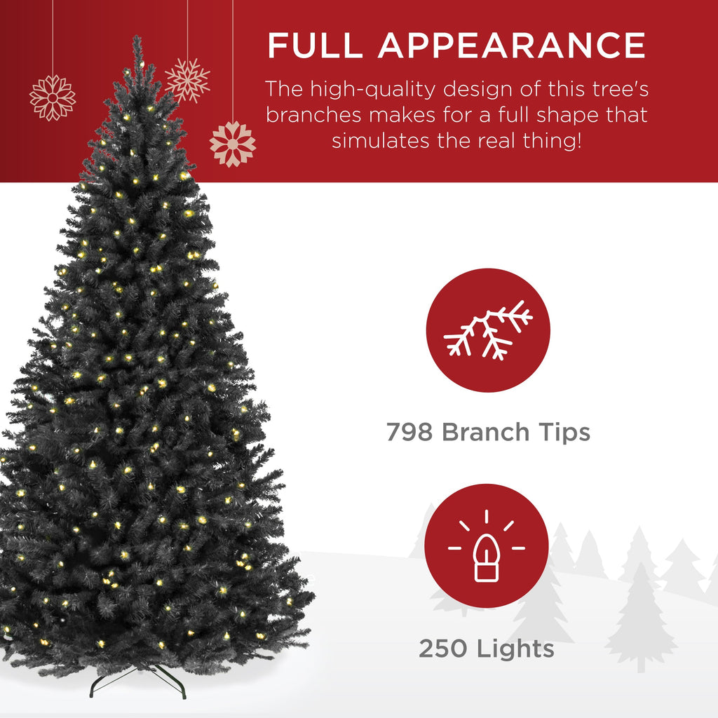 Pre-Lit Artificial Black Spruce Christmas Tree with Easy Assembly with eye-catching holiday style