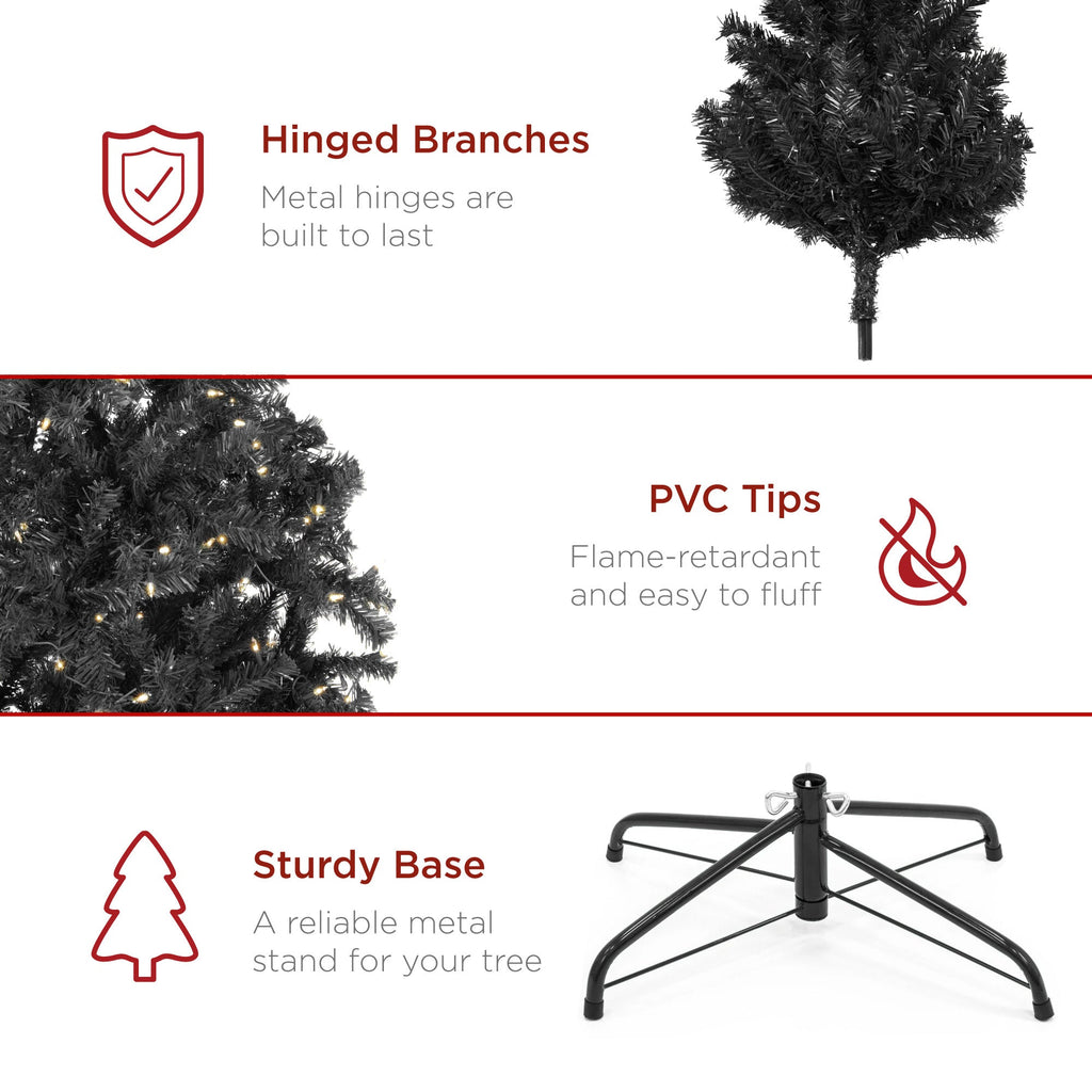 Pre-Lit Artificial Black Spruce Christmas Tree with Easy Assembly with eye-catching holiday style