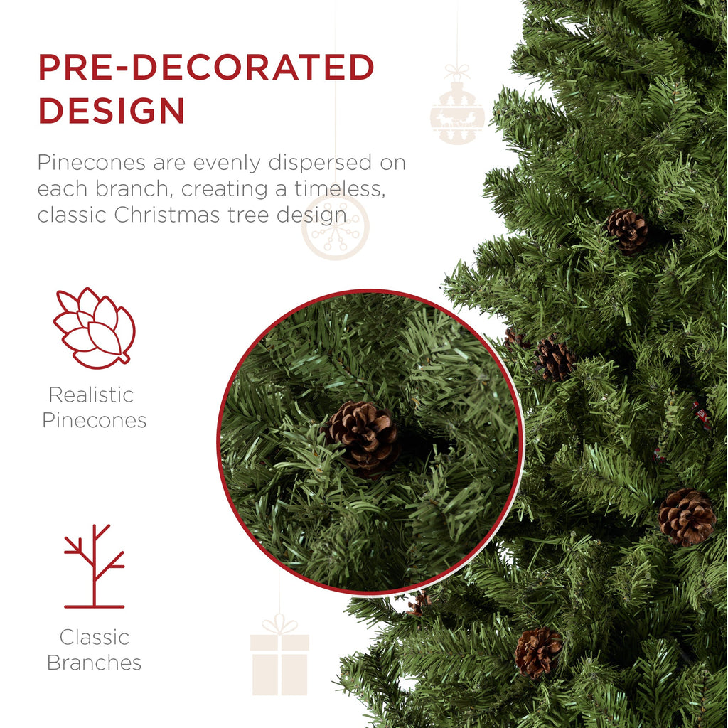 Pre-Decorated Christmas Tree with Pinecones with eye-catching holiday style