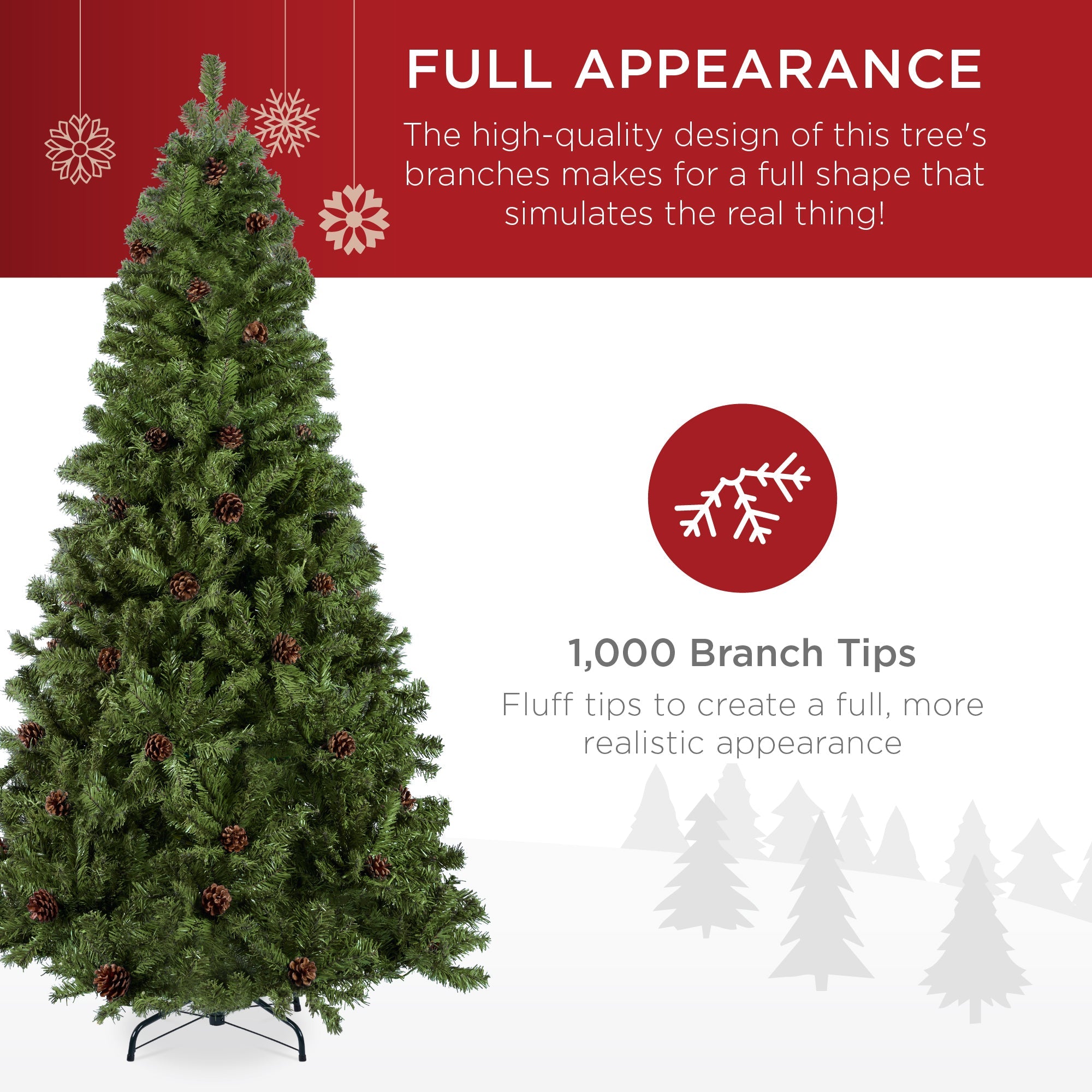 Pre-Decorated Christmas Tree with Pinecones with eye-catching holiday style