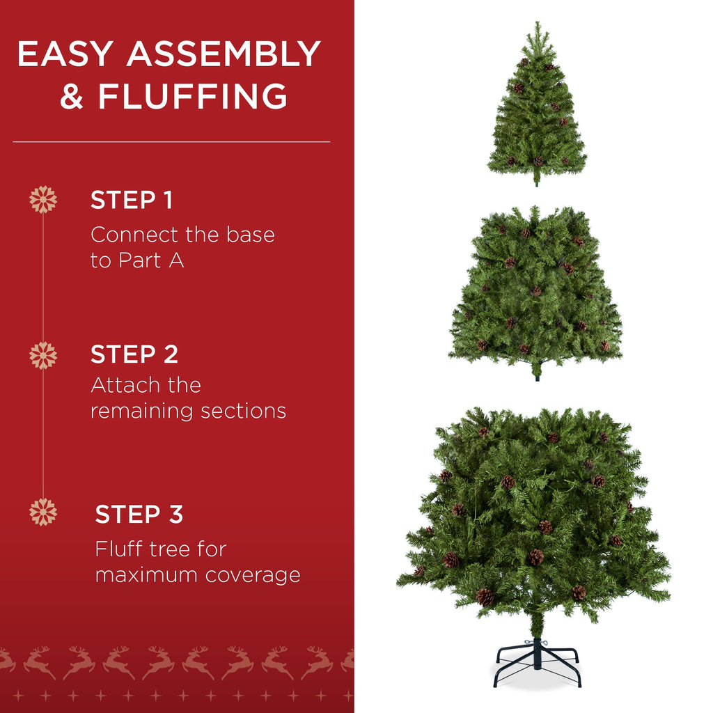 Pre-Decorated Christmas Tree with Pinecones with eye-catching holiday style