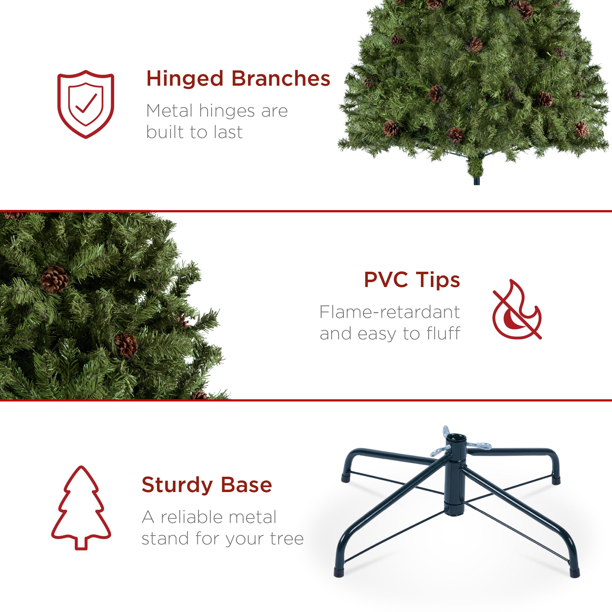 Pre-Decorated Christmas Tree with Pinecones with eye-catching holiday style