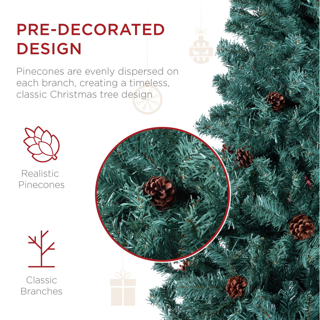 Pre-Decorated Christmas Tree with Pinecones for festive seasonal decorating