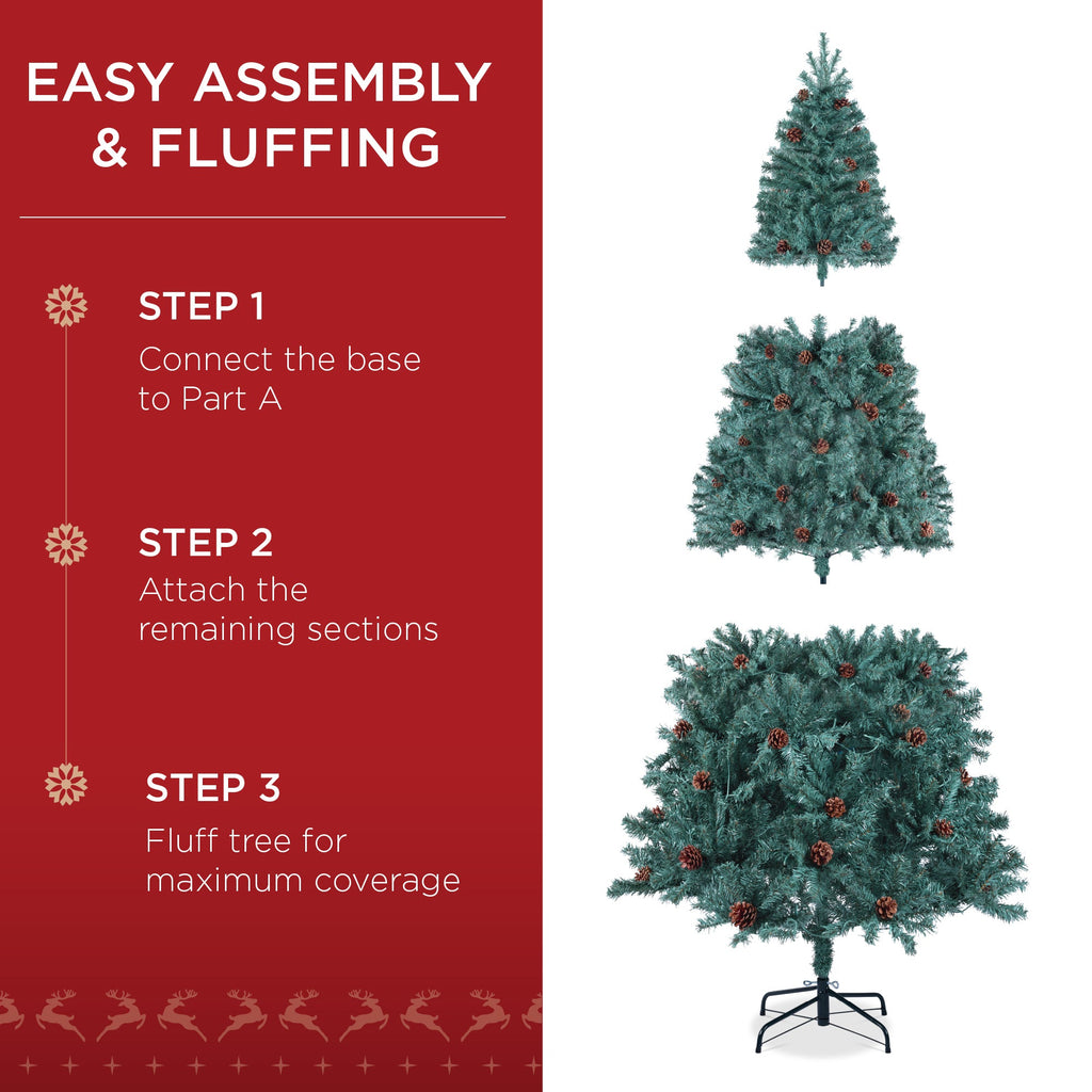 Pre-Decorated Christmas Tree with Pinecones for festive seasonal decorating