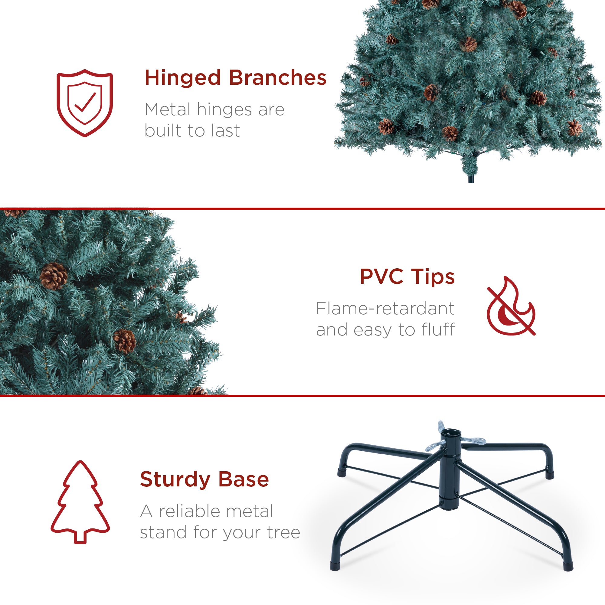 Pre-Decorated Christmas Tree with Pinecones for festive seasonal decorating