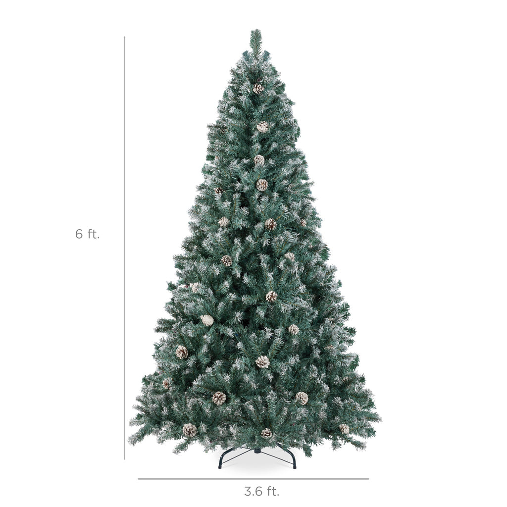 Pre-Decorated Christmas Tree with Pinecones Flocked Branch Tips for festive seasonal decorating