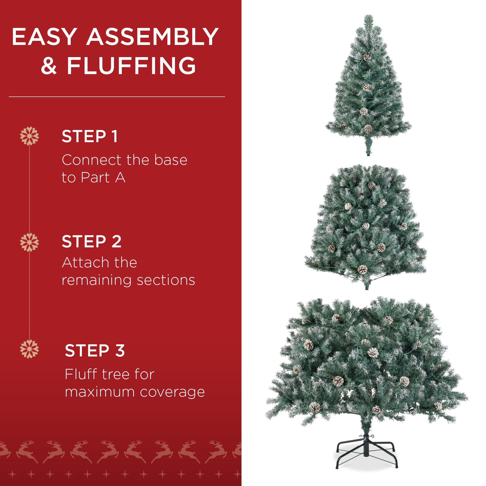 Pre-Decorated Christmas Tree with Pinecones Flocked Branch Tips for festive seasonal decorating
