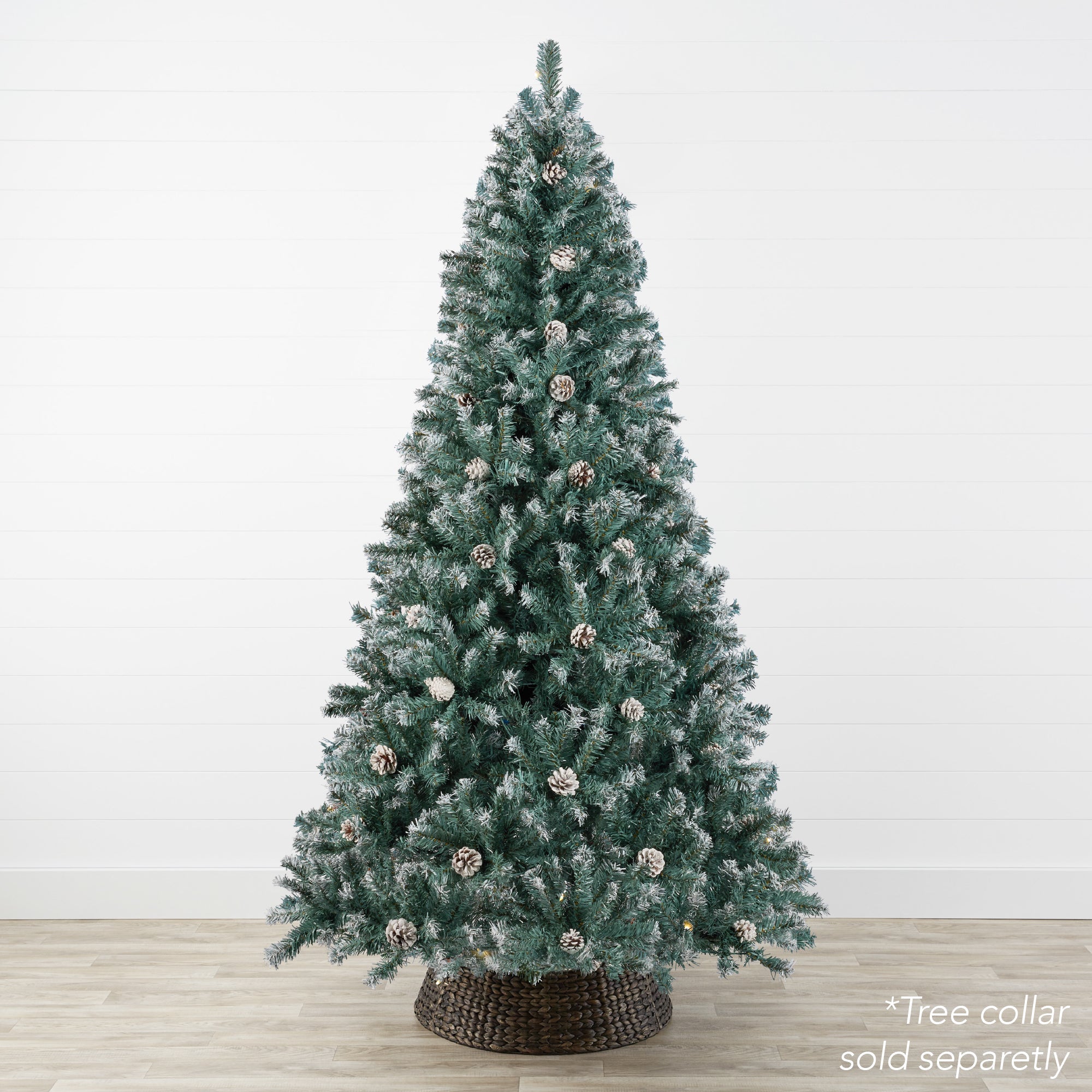 Pre-Decorated Christmas Tree with Pinecones Flocked Branch Tips for festive seasonal decorating