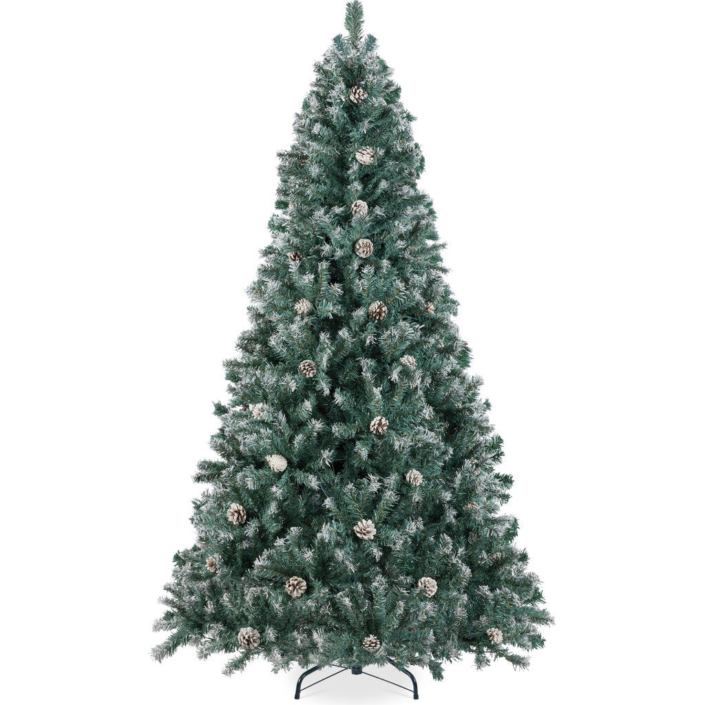 Pre-Decorated Christmas Tree with Pinecones Flocked Branch Tips for festive seasonal decorating