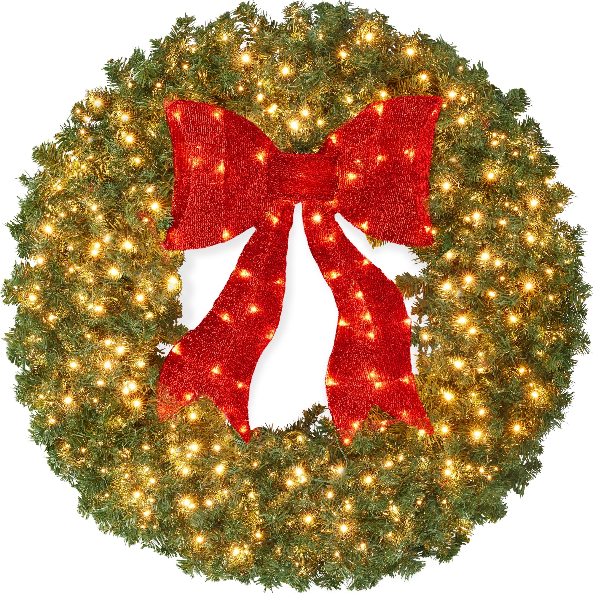Pre-Lit Artificial Fir Christmas Wreath with Red Bow LED Lights with eye-catching holiday style