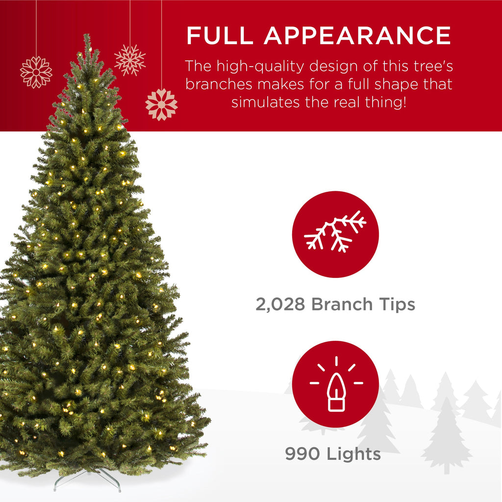 Pre-Lit Artificial Green Spruce Christmas Tree with Easy Assembly with eye-catching holiday style
