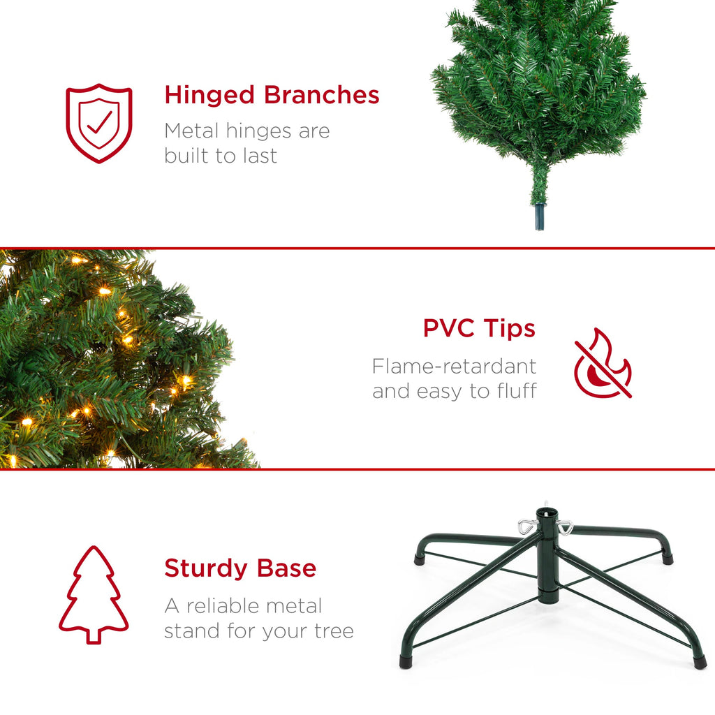Pre-Lit Artificial Green Spruce Christmas Tree with Easy Assembly with eye-catching holiday style