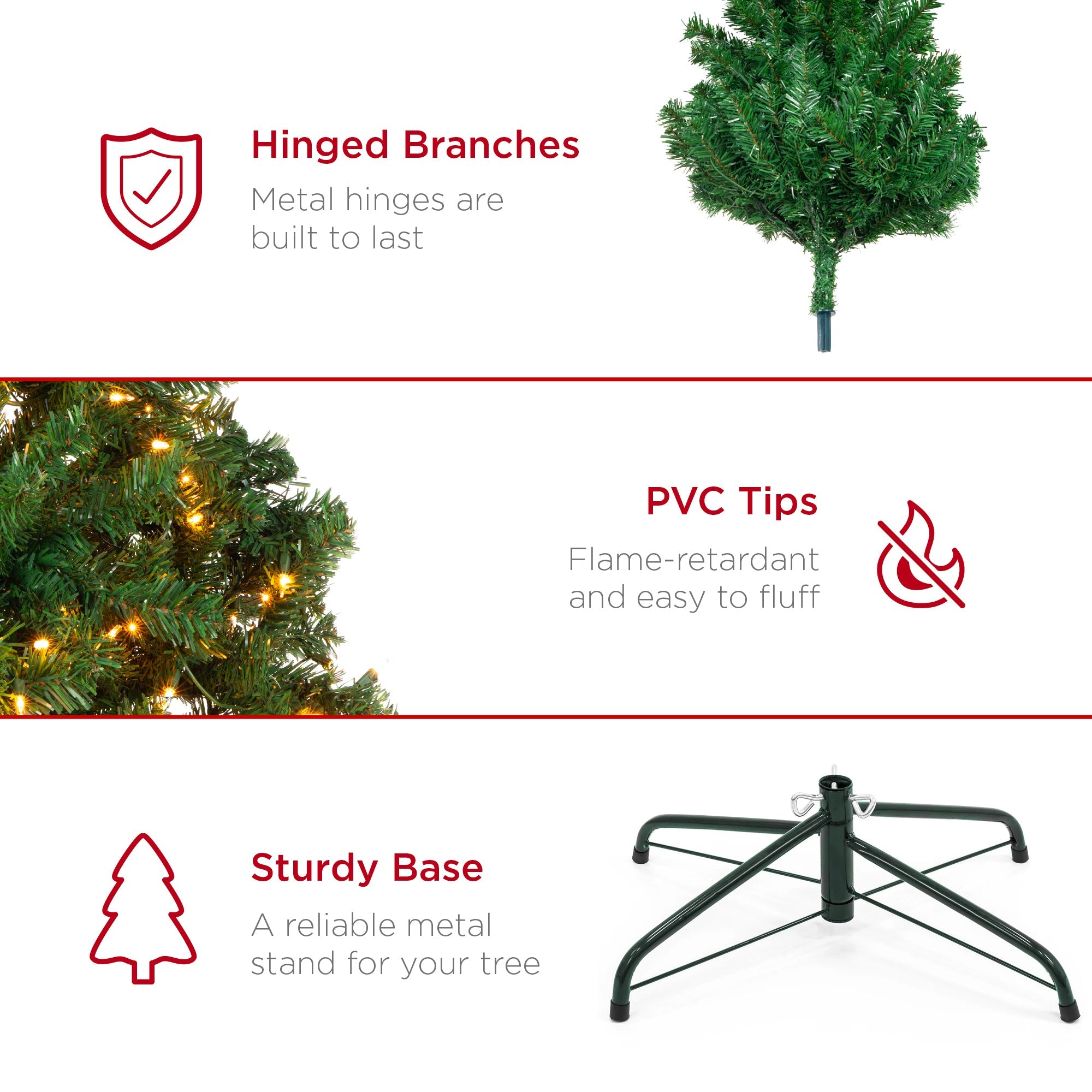 Pre-Lit Artificial Green Spruce Christmas Tree with Easy Assembly with eye-catching holiday style