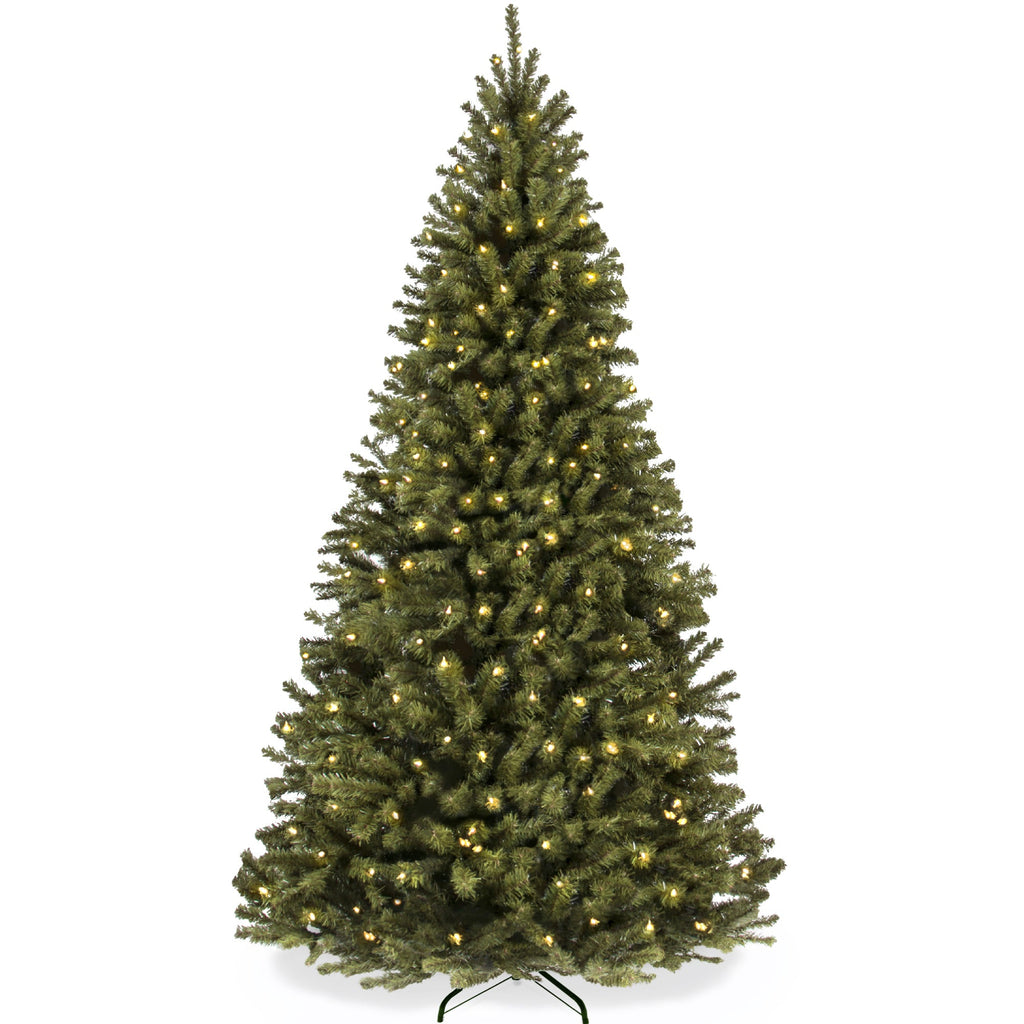 Pre-Lit Artificial Green Spruce Christmas Tree with Easy Assembly for festive seasonal decorating