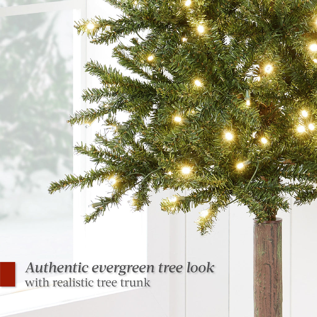 Pre-Lit Artificial Alpine Slim Pencil Christmas Tree with LED Lights Stand with eye-catching holiday style