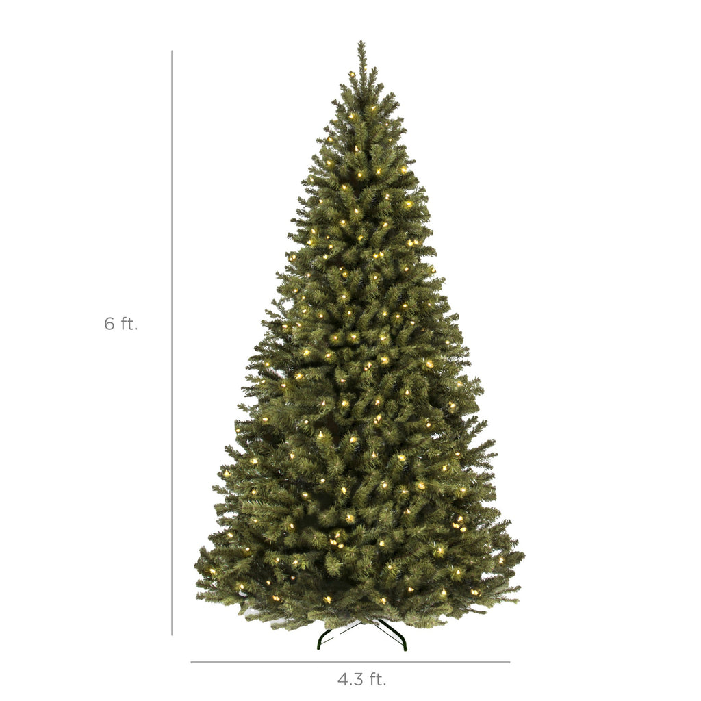 Pre-Lit Artificial Green Spruce Christmas Tree with Easy Assembly for festive seasonal decorating
