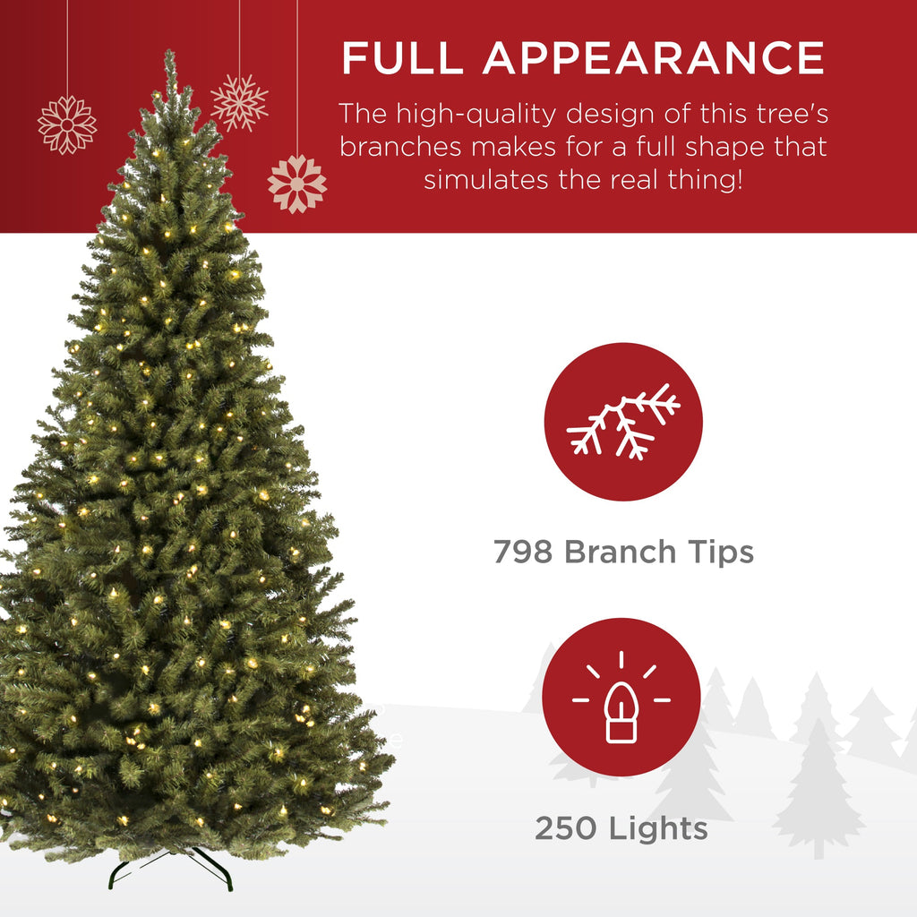 Pre-Lit Artificial Green Spruce Christmas Tree with Easy Assembly for festive seasonal decorating