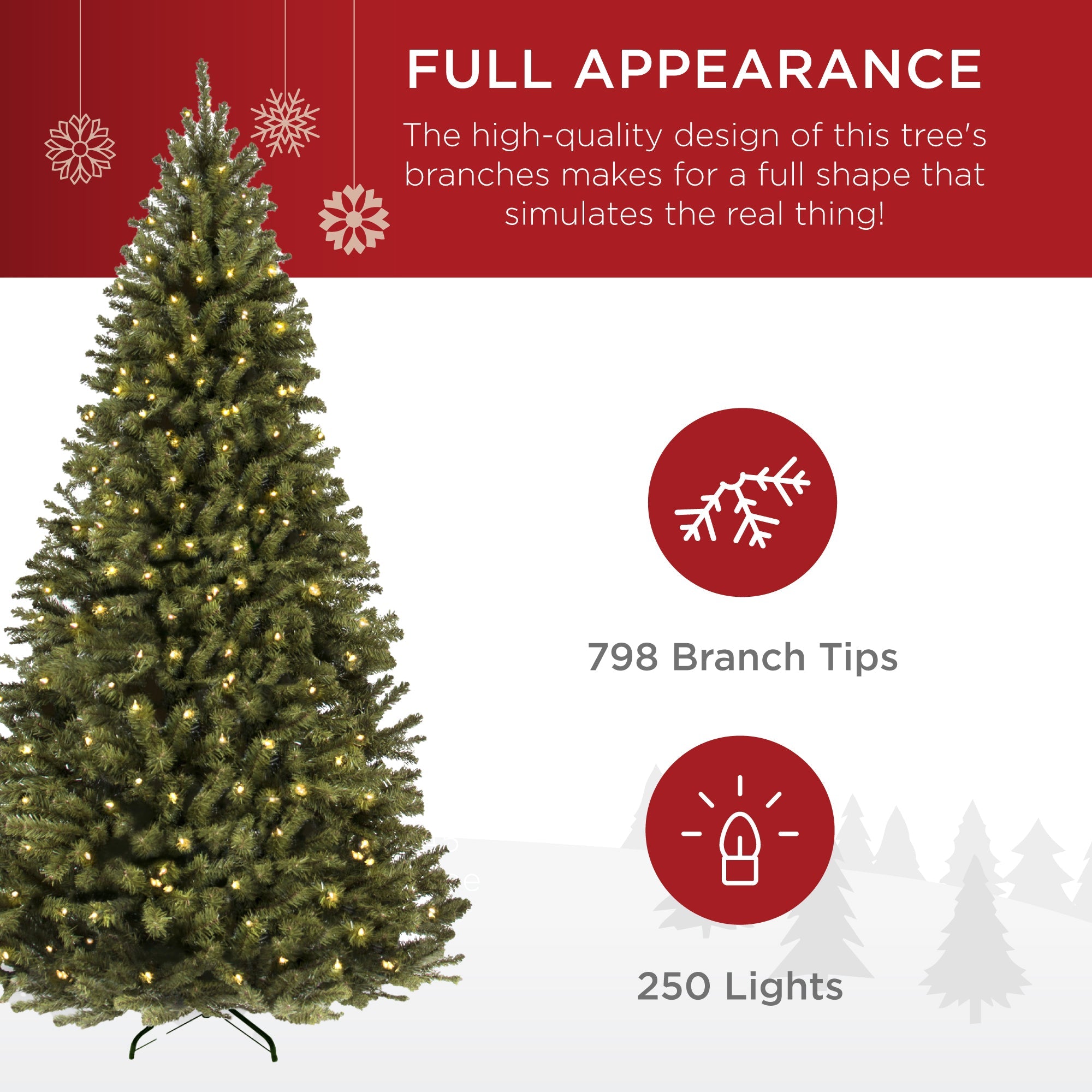 Pre-Lit Artificial Green Spruce Christmas Tree with Easy Assembly for festive seasonal decorating