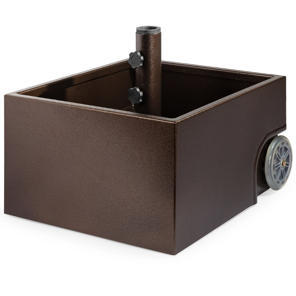 Portable Steel Umbrella Base Stand Up to 150 lbs with Fillable Planter Wheels with practical outdoor-ready details