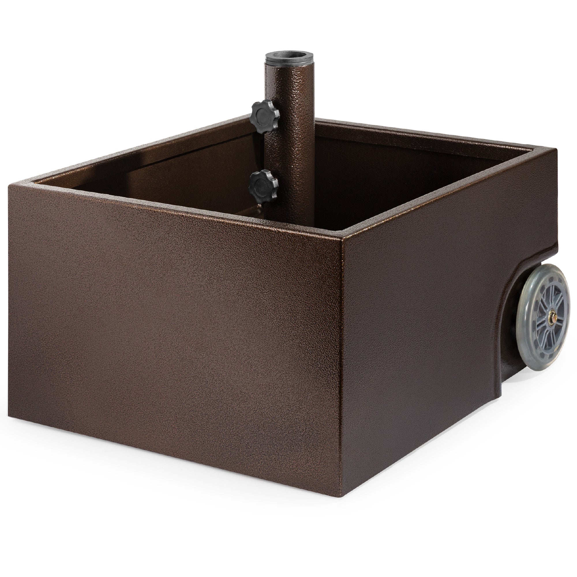 Portable Steel Umbrella Base Stand Up to 150 lbs with Fillable Planter Wheels with practical outdoor-ready details