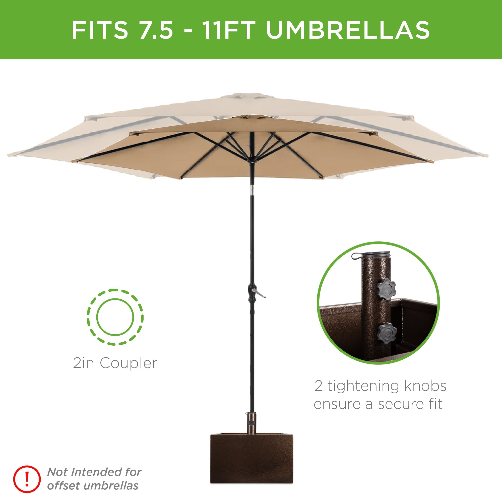 Portable Steel Umbrella Base Stand Up to 150 lbs with Fillable Planter Wheels with practical outdoor-ready details