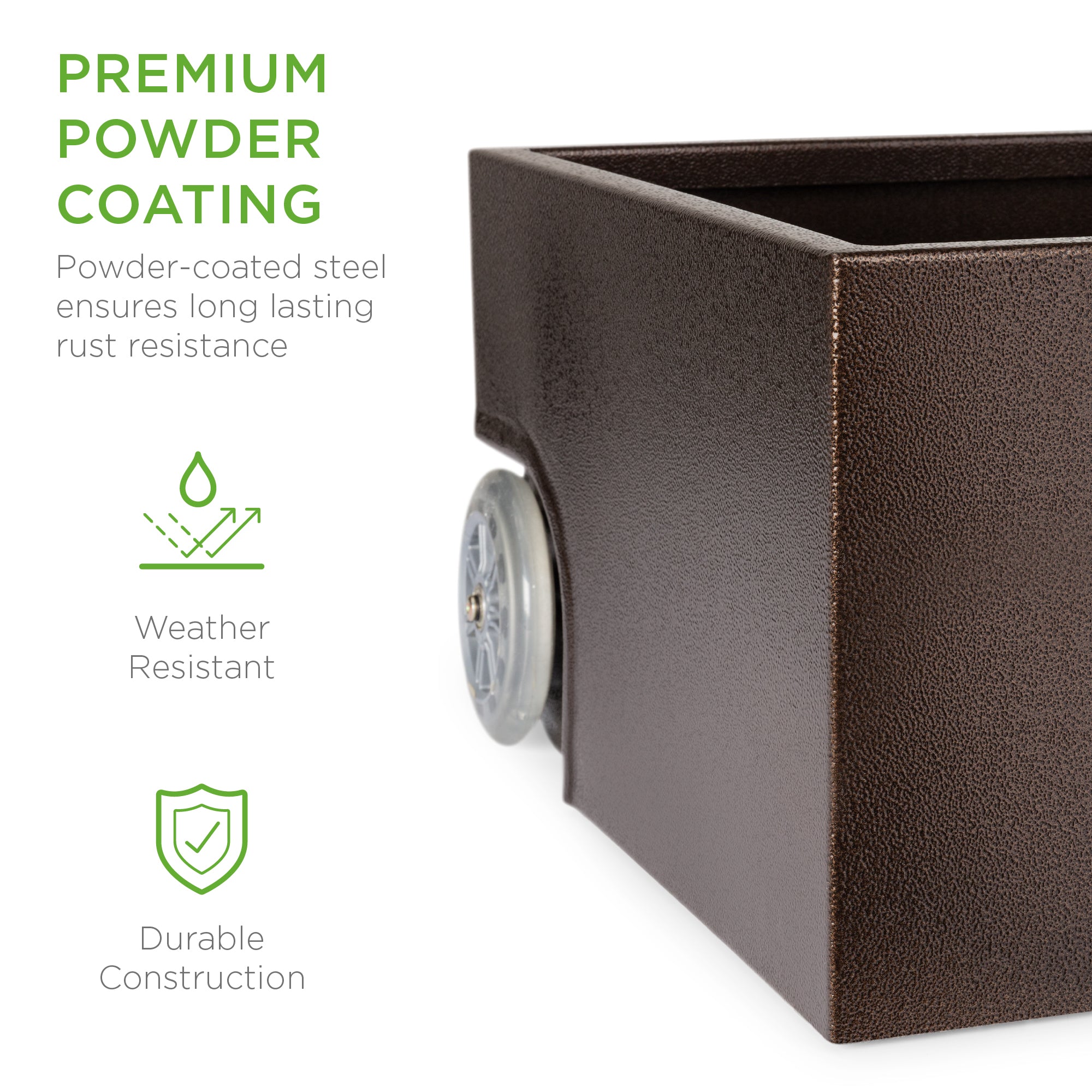 Portable Steel Umbrella Base Stand Up to 150 lbs with Fillable Planter Wheels with practical outdoor-ready details