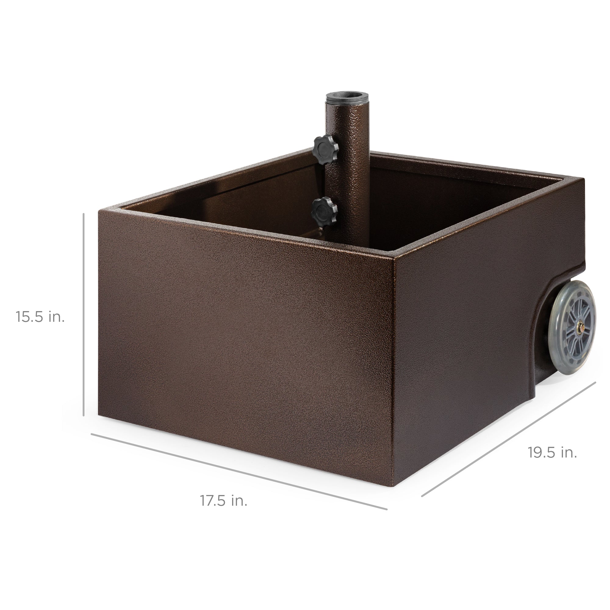 Portable Steel Umbrella Base Stand Up to 150 lbs with Fillable Planter Wheels with practical outdoor-ready details