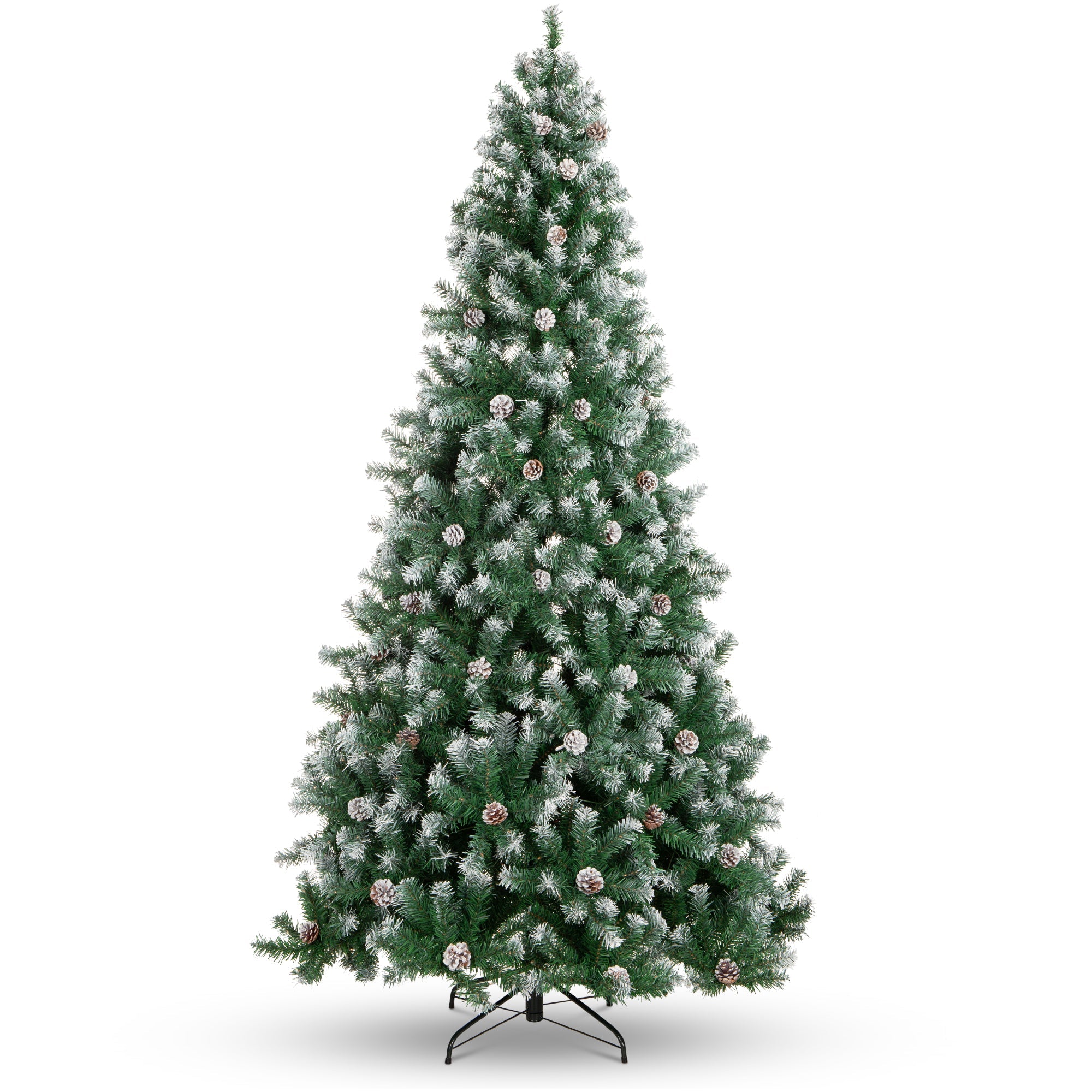 Pre-Decorated Christmas Tree with Pinecones Flocked Branch Tips for indoor and outdoor holiday displays
