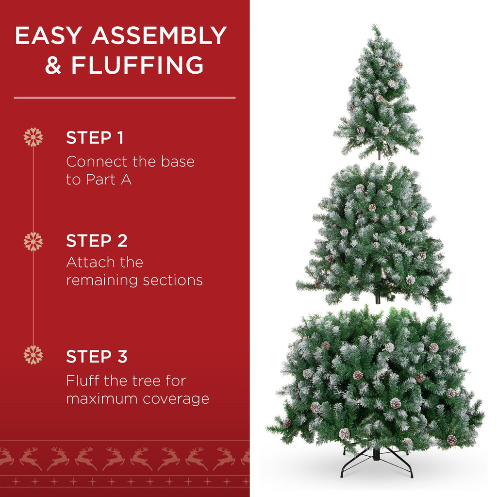 Pre-Decorated Christmas Tree with Pinecones Flocked Branch Tips for indoor and outdoor holiday displays