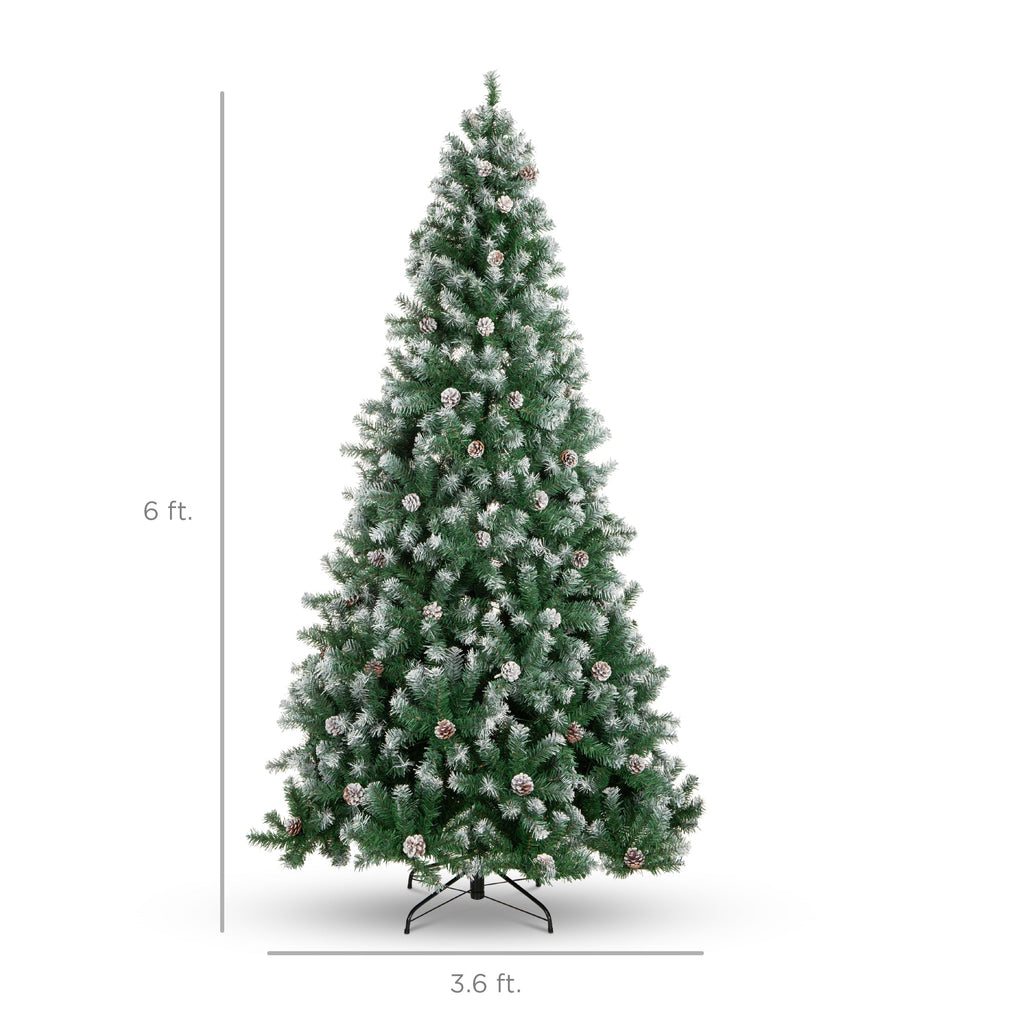Pre-Decorated Christmas Tree with Pinecones Flocked Branch Tips for indoor and outdoor holiday displays